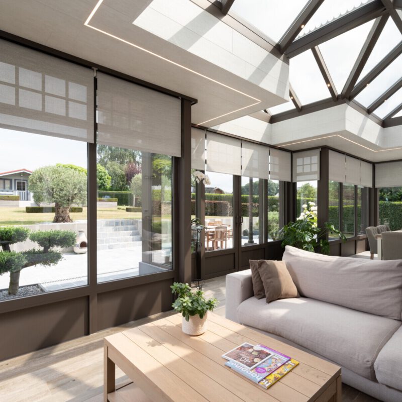 Landelijke orangerie veranda roselare binnen rolgordijnen