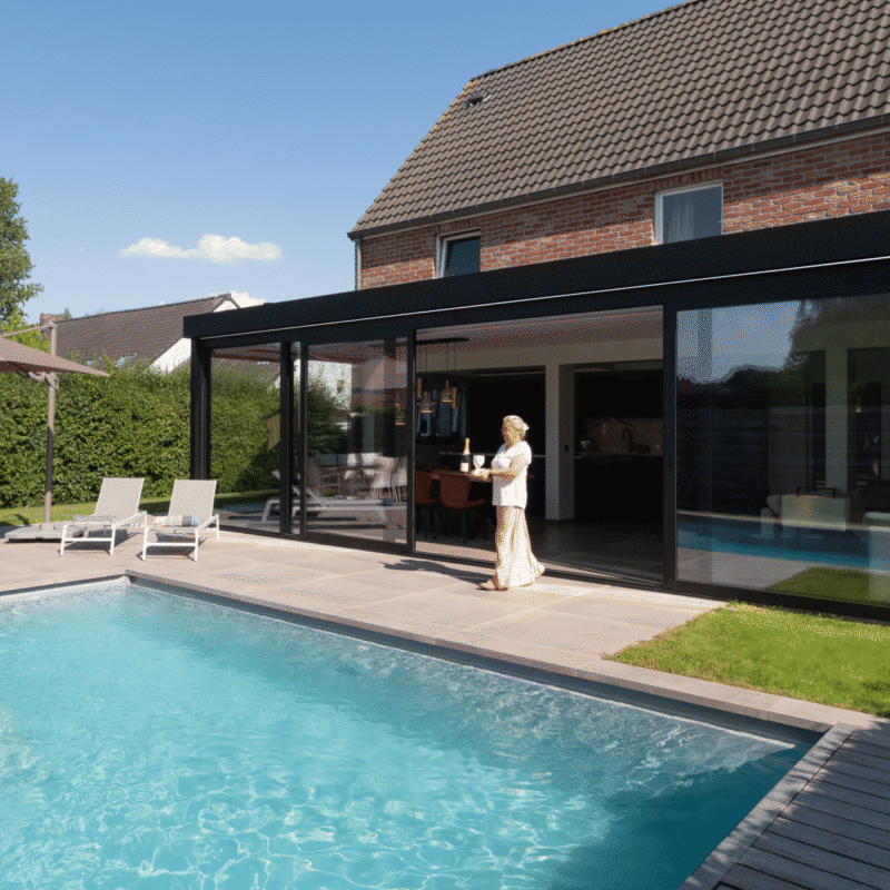 Moderne aanbouw veranda Glimes Incourt 4