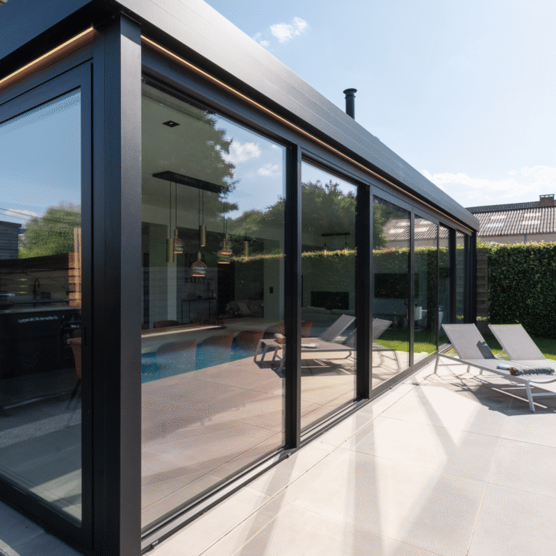 Moderne aanbouw veranda Glimes Incourt 7