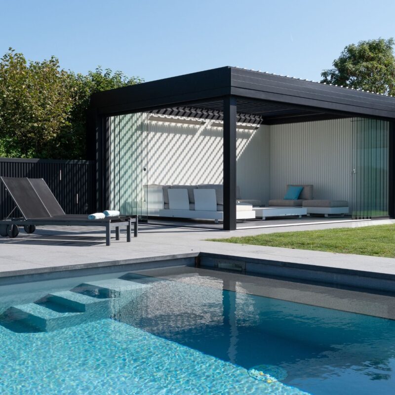 Moderne aluminium poolhouse veranda deinze 4