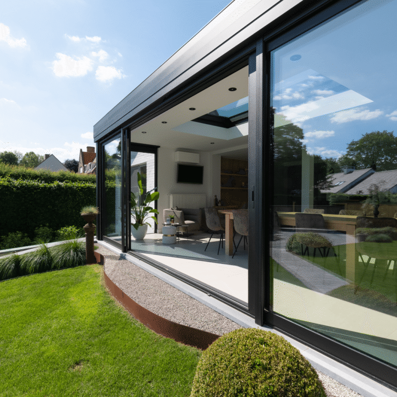 Moderne veranda aanbouw keuken in Brugge 2