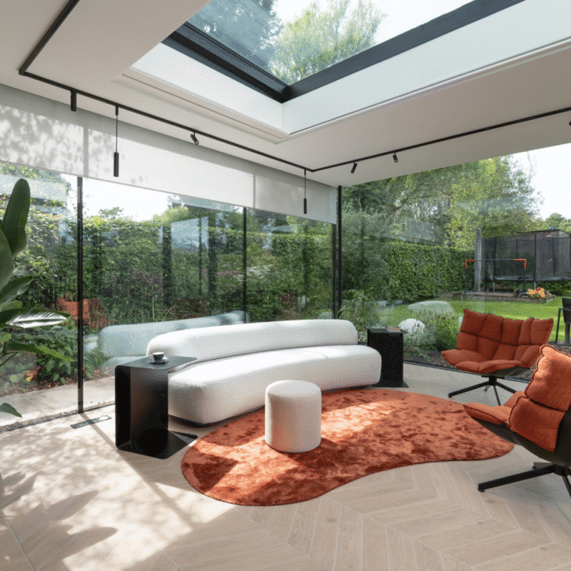 Moderne zwarte aanbouw veranda Dilbeek 4