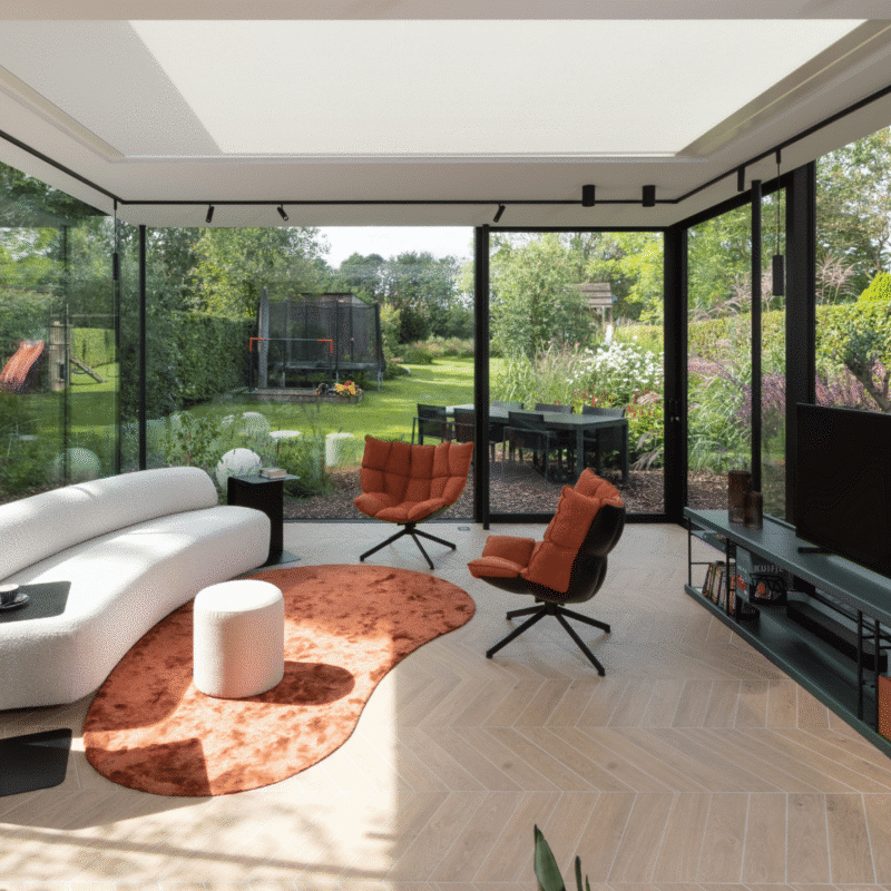 Moderne zwarte aanbouw veranda Dilbeek 5