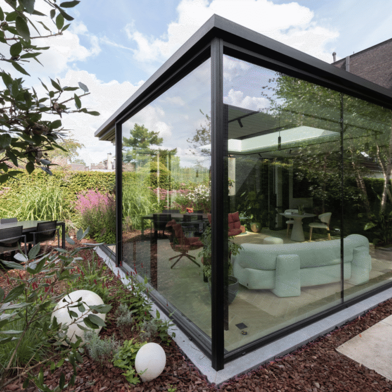 Moderne zwarte aanbouw veranda Dilbeek 6