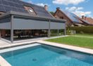 Moderne veranda met overkapping in Zulte screens zijaanzicht