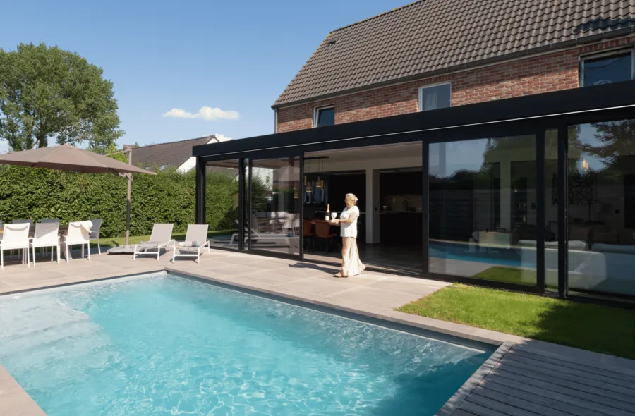 Moderne aanbouw veranda Glimes Incourt 4