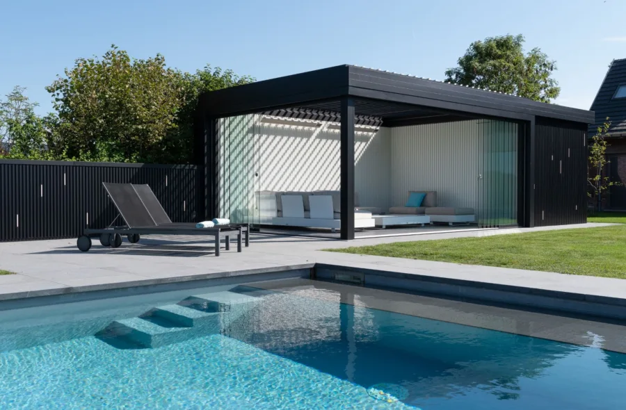 Moderne aluminium poolhouse veranda deinze 4