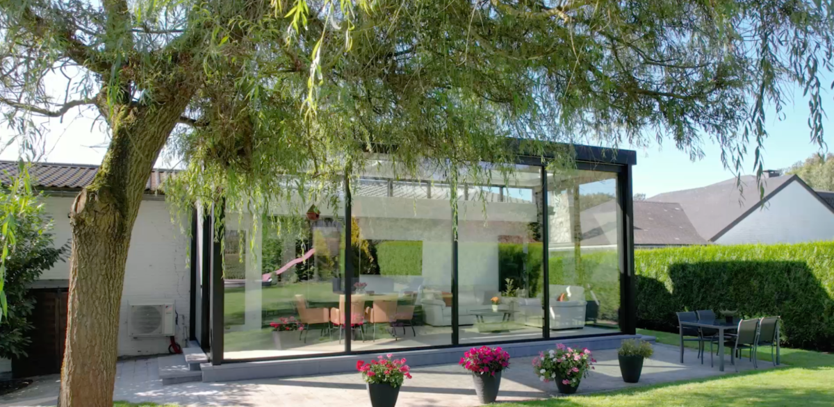 Moderne zwarte veranda chaudfontaine 1